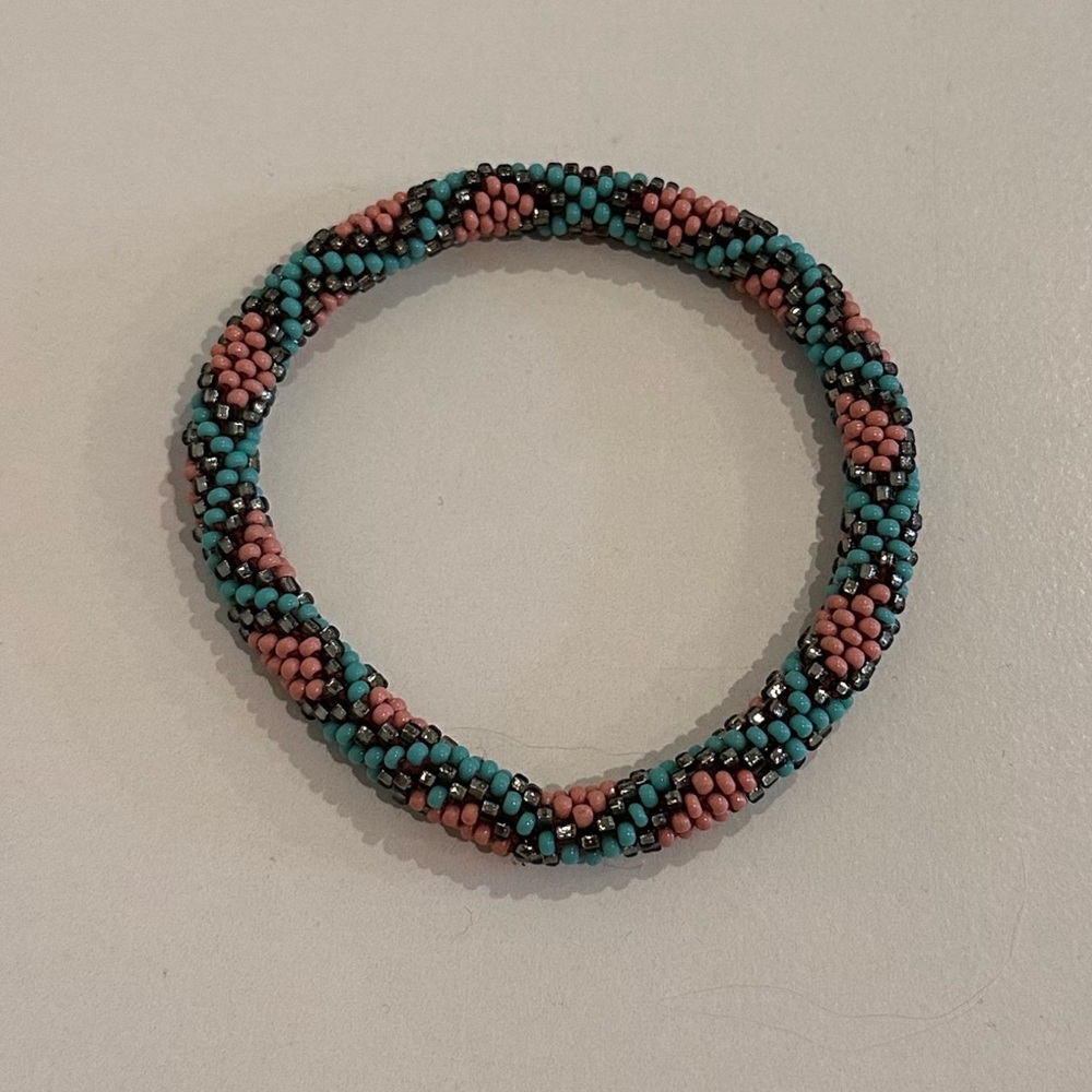 Lily and Laura Turquoise, Pink, Gray Beaded Bracelet
